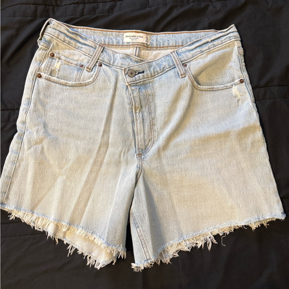 Abercrombie & Fitch Light Blue Denim High Rise Dad Shorts